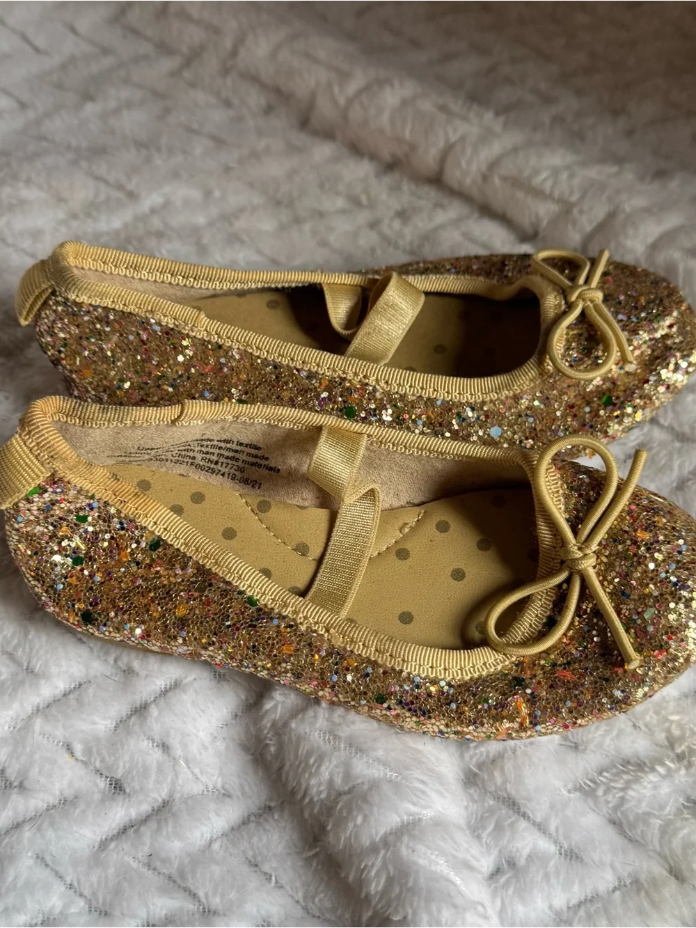 Cat & Jack Gold Glitter Ballet Flats with Bow